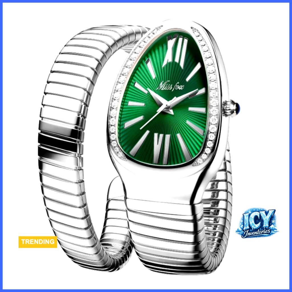 Snake Shape Bracelet Watch With Diamond Dial Quartz Movement